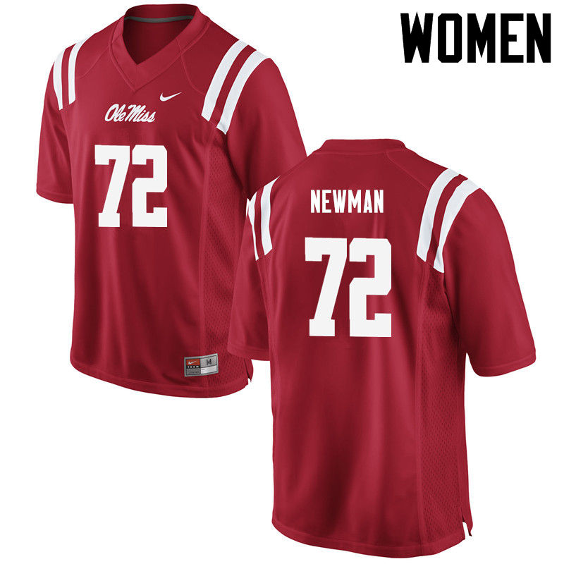 Women Ole Miss Rebels #72 Royce Newman College Football Jerseys-Red